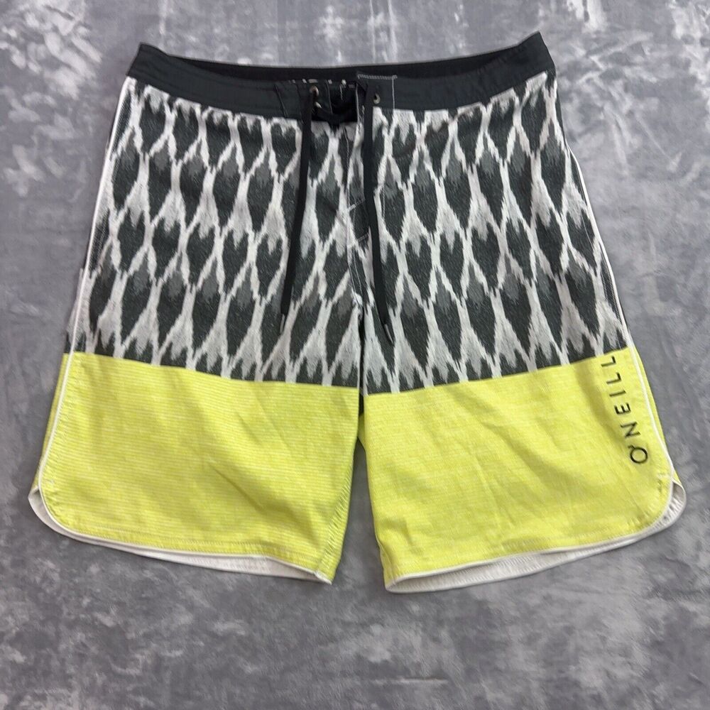 Oneill Men's Black Green Ikat Print Boardshorts Size 31